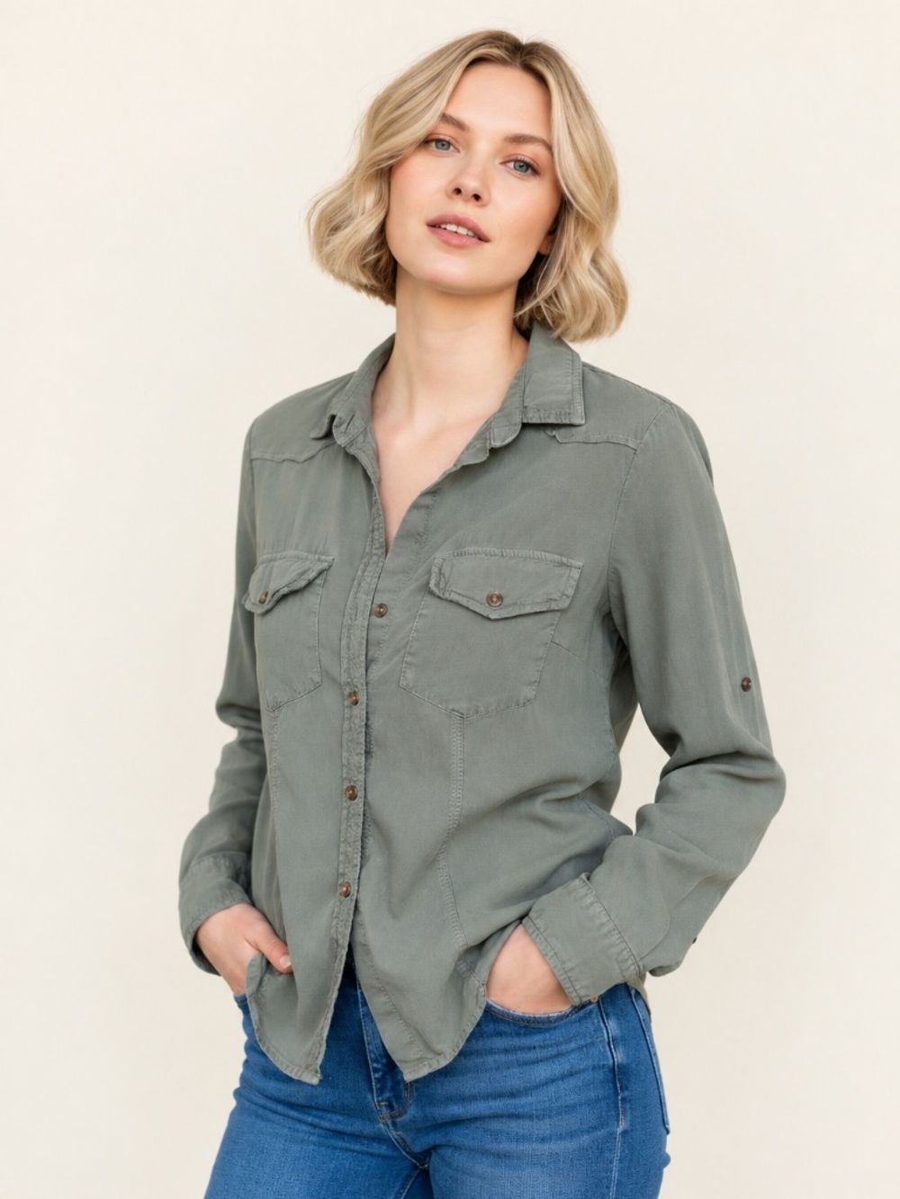 Bella Dahl classic utility style button down size small